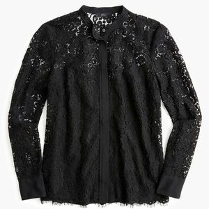 J.Crew Black Classic Fit Lace Button Down Blouse
